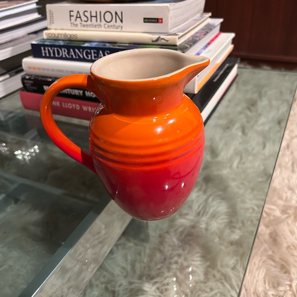 Le Creuset Cream and Blue Baking Dish with Orange Pitcher - Picture 5 of 7